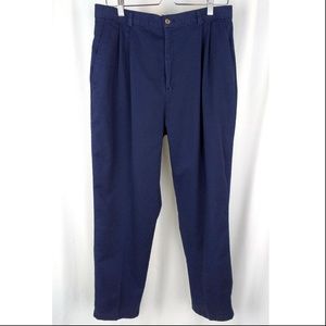 Talbots Pleated Pants Chinos Cotton Navy Size 16